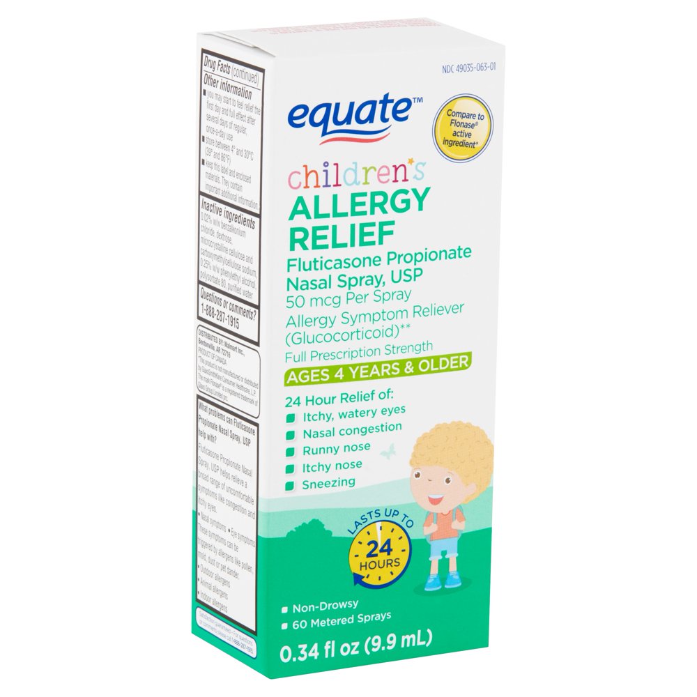 Equate Children's Allergy Relief Fluticasone Propionate Nasal Spray, 50