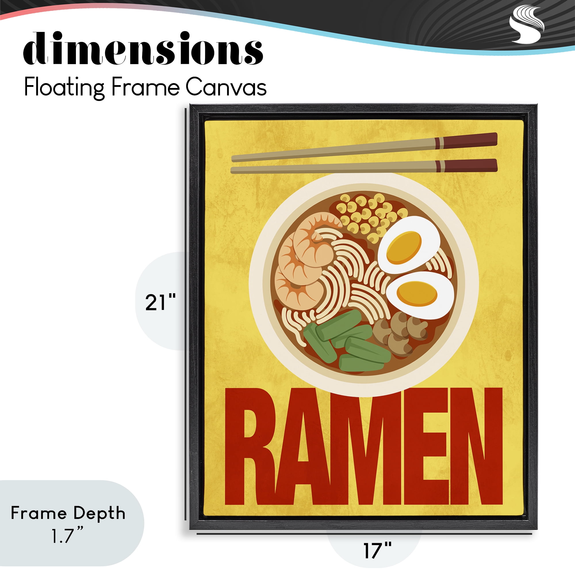 Stupell Industries Bright Ramen & Chopsticks Black Framed Floater Canvas Wall Art, design by Marcus Prime