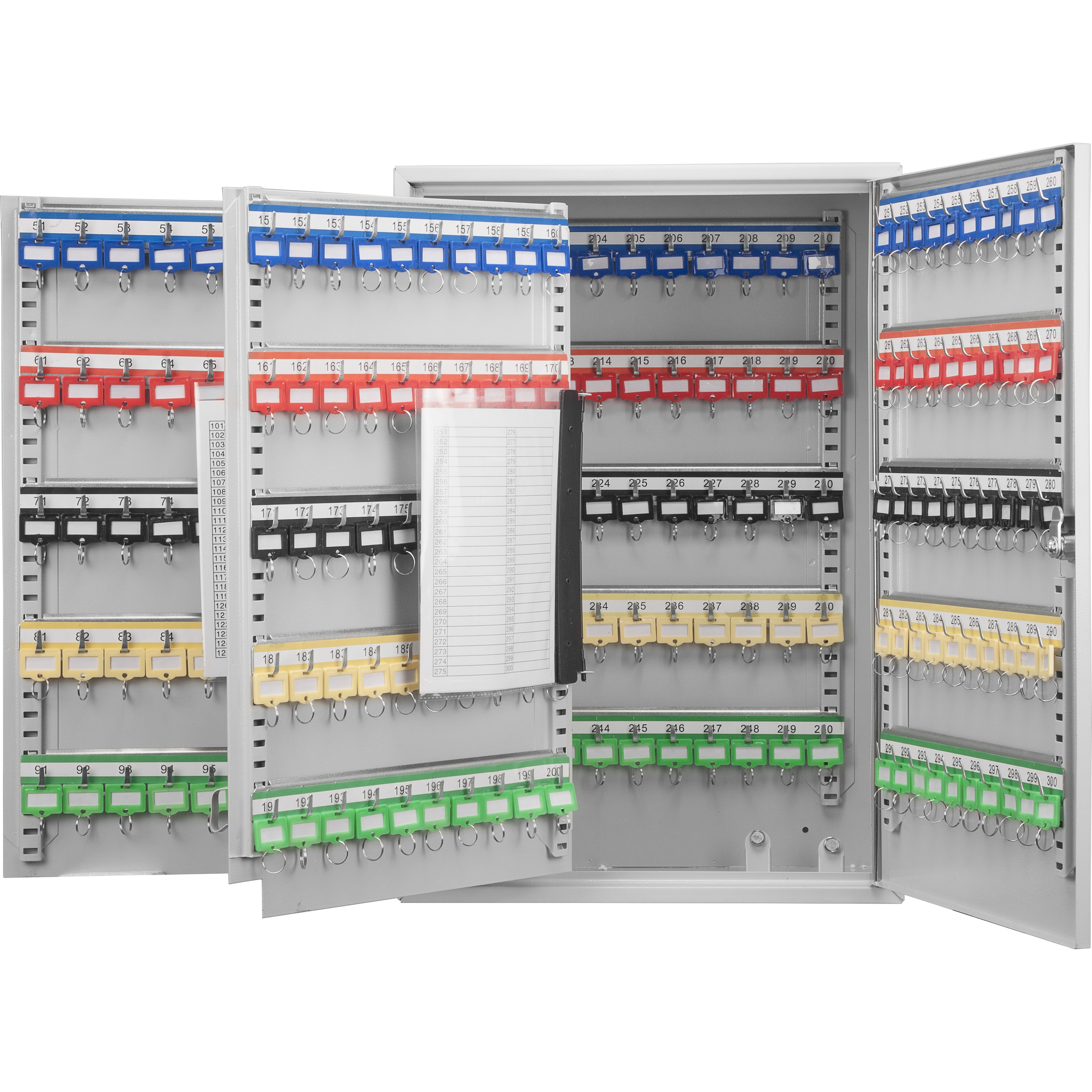 E-Western 300 Key Adjustable Steel Key Lock Cabinet with Wall Mount and Colorful Tags for Secure Key Management