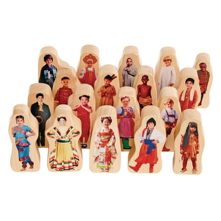 UPC: 0191487009003 | Excellerations Wooden Photo Blocks Multicultural People Set of 18