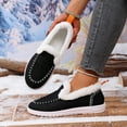thumbnail image 5 of Womens Winter Flat Fluffy Snow Ankle Boots,Warm Faux Fur Lining Anti-Slip Slip on Loafer Casual Outdoor Plush Loafers Booties (Black,42), 5 of 9