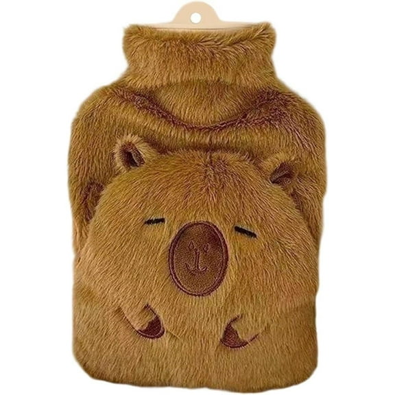 Hot Water Bottle with Plush Cover, Cute Capybara Hot Water Bag, Leakproof Hot Water Bottle, Hand Warm Water Bag for Neck, Shoulder, Hand Feet Warmer