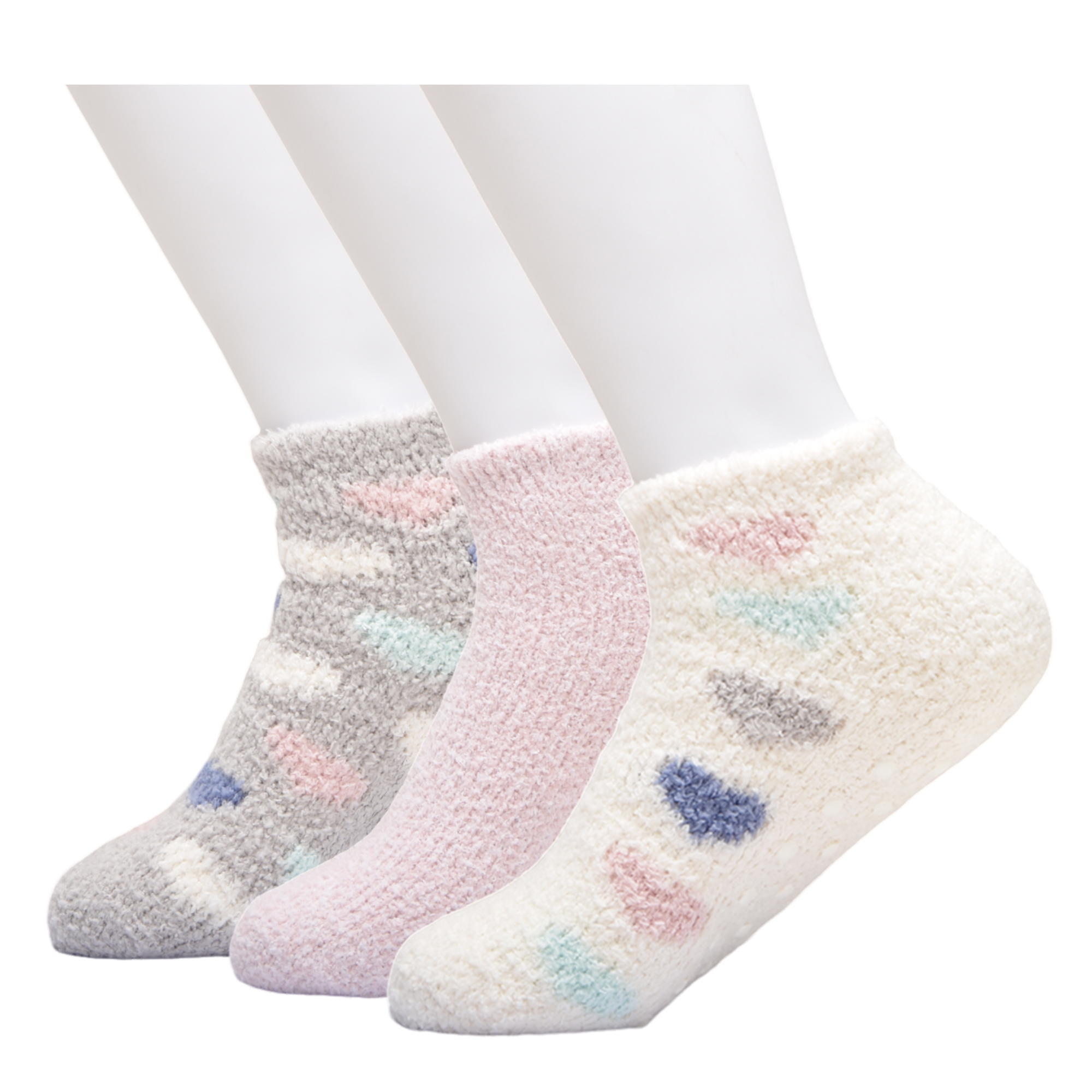 Wonder Nation Girls Heart Icon Cozy Ankle Socks, 3-pack, Size Large (Shoe Size 3-9)