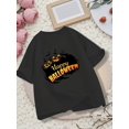 thumbnail image 1 of Halloween T-shirt - Exclusive Halloween! Pumpkin Head + Bat "Happy Halloween" Pattern Kids T-Shirt, 100% Cotton, Comfortable and Stylish for Girls or Boys, 1 of 6