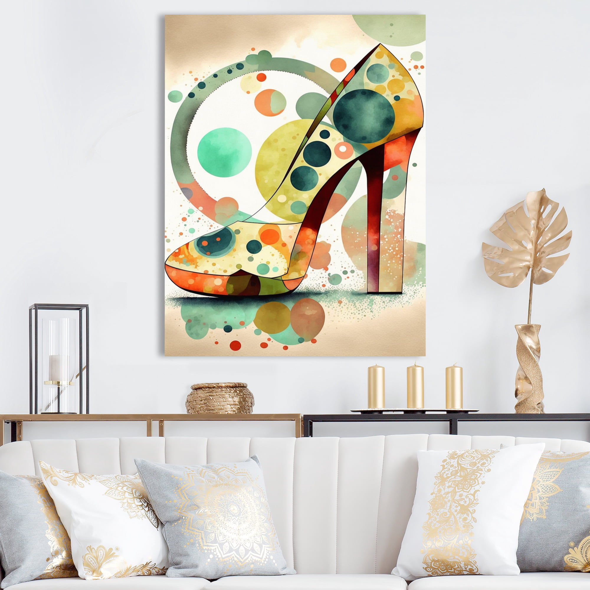 Designart Retro Art Deco High Heel Shoe II Canvas Wall Art