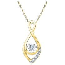 Diamond Princess 10kt Yellow Gold Womens Round Diamond Moving Twinkle Solitaire Teardrop Pendant 1/20 Cttw