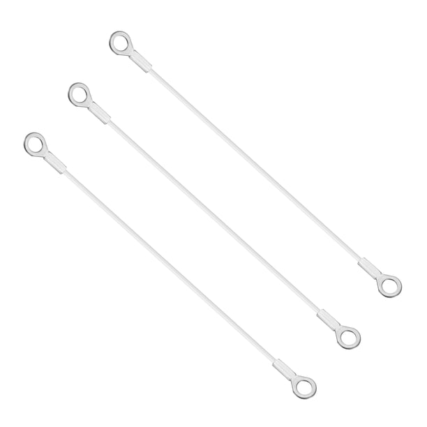 Uxcell Cable de Lanyard de 6mm x 30cm 3Pcs de Cable de Acero Inoxidable 304 para Cortinas de Puerta al Aire Libre y Lámparas Blancas