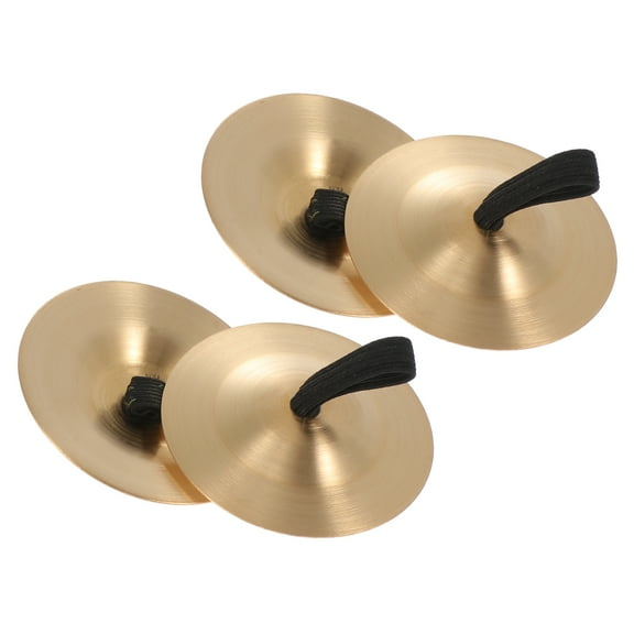 FELTECHELECTR Percussion Cymbal Handheld Cymbals Copper Material Golden 4Pcs 2.2x2.2x0.2In