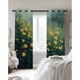 thumbnail image 4 of Spring Floral Blackout Curtains for Bedroom Living Room Darkening Curtains 96 Inches Long Green Botanical Modern Oil Painting Yellow Window Curtain 2 Panels Set Window Treatment Drapes 52"x96", 4 of 9