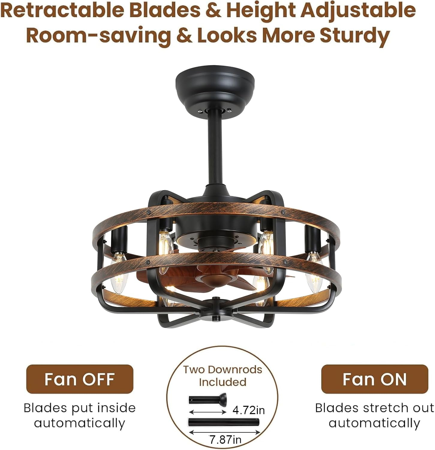 FUFU&GAGA 65 inch Ceiling Fan with Lights, Remote, Reverse Airflow