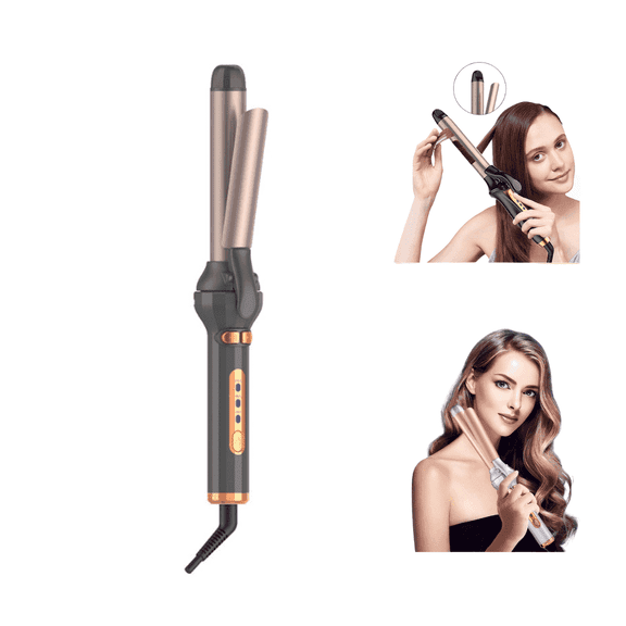 DUANJY 1.18'' Automatic Curling Iron, Professional Auto Rotating Hair Curler with LCD Display, Adjustable Temp, Anti-Scald, Anti-Static Technology, Dual Voltage & Lightweight, Black