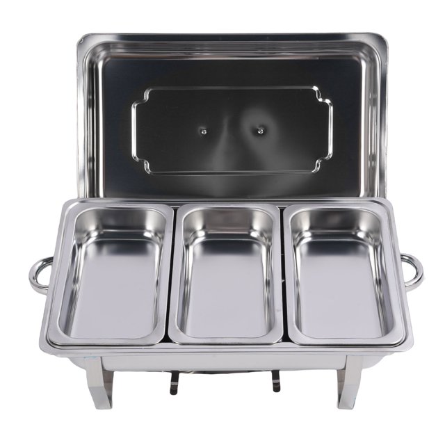 Ensemble de Vaisselle Chafing Buffet, Réchauffeurs de Nourriture Pliables, Ensemble de Buffet Chafing en Acier Inoxydable, Réchauffeur de Buffet Multifonctionnel pour Rassemblement, Extérieur, Mariage