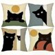 thumbnail image 2 of 4PCS Quilted Black Cat Pillow Covers - 18x18 Inch Modern Abstract Home Decor - Durable & Easy Care Cushion Cases for Porch, Patio, Couch, Sofa, Farmho, 2 of 4