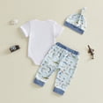 thumbnail image 4 of Xyant Newborn Baby Boy Summer Clothes Fishing Short Sleeve Romper Shirt Tops Pants Infant Fall Spring Outfits Cute Hat Set (White,3-6 Months), 4 of 7