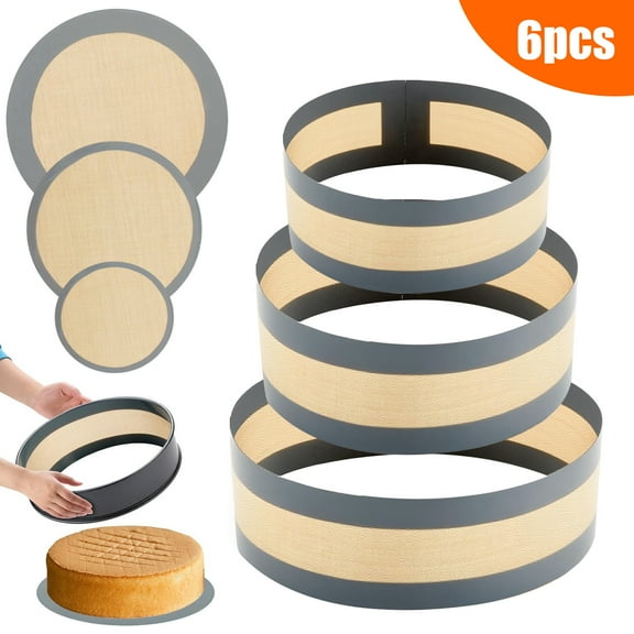 EEEKit 3 Set Silicone Baking Mat for 4, 7, 9 Inch Springform Pan, Protector Prevent Cake from Sticking to Bottom and Side, Easy Clean Nonstick Silicone Liners for Baking Cheesecake Pan