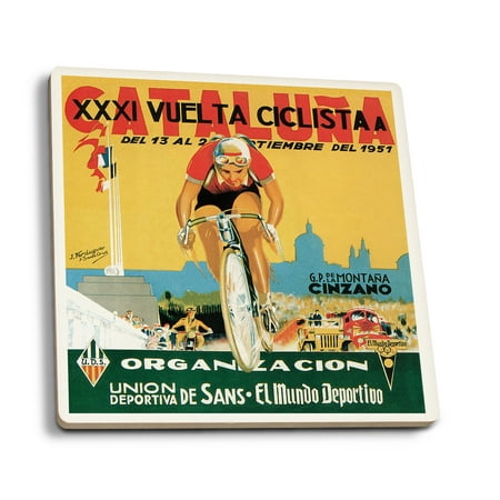Promotional Four - Bicycle Racing - Vintage Promotional Poster (Set of 4 Ceramic Coasters - Cork-backed, Absorbent)