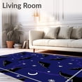 thumbnail image 2 of ODIKA 3'x5' Machine Washable Non-Slip Area Rug, Enchanted Nocturnal Creatures Beneath Twinkling Celestial High Traffic Rug, Blue, 514919, 2 of 7