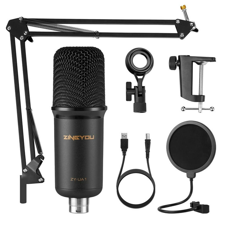 fejl personale Udholdenhed ZINGYOU UA1 USB Microphone Bundle Condenser Mic Set for Computer Laptop  Plug & Play for Recording Podcasting Gaming Singing Streaming Youtube Video  - Walmart.com