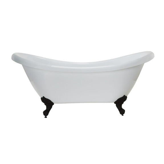 Victoria 70 Inch Acrylic Double Slipper Clawfoot Tub - No Faucet Drillings - Imperial Ball & Claw Feet