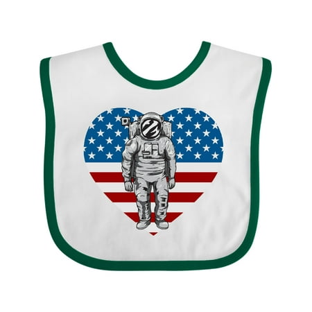 

Inktastic Astronaut Space Travel US Flag Heart Gift Baby Boy or Baby Girl Bib
