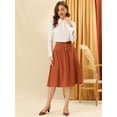 thumbnail image 3 of INSPIRE CHIC Falda maxi plisada casual con botones en la cintura elástica alta de una línea para mujer Oxido M, 3 of 6