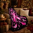 thumbnail image 3 of Pink Ribbon Awareness Support Art Swirling Streamers Hearts, Cozy Friendship Quote Scene, Warm Flannel Blanket for Living Room and Reading Nook, Art Lovers Thank You Gift, Artistic Home Decor, 3 of 9
