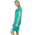 thumbnail image 3 of Bimba Womens Aqua Blue Long Shirt Getting Ready Buttondown Night Sleepdress-4, 3 of 9