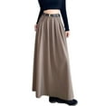 thumbnail image 2 of Njagoc3 Womens High - Waisted Suede Maxi Skirt, Solid Color, Retro for Summer Vintage Gatherings & Casual Outings, 2 of 6