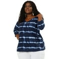 thumbnail image 4 of Unique Bargains Women's Plus Size 2 Packs Tie Dye V Neck Comfy Stripe Top 2X Blue/Green, 4 of 6