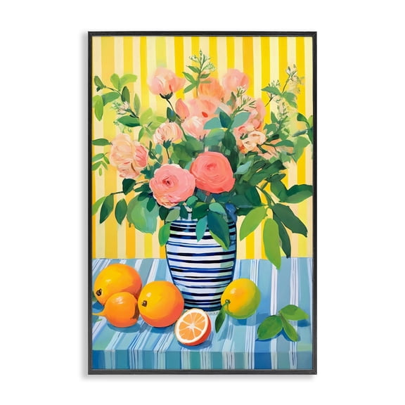 Stupell Industries Bohemian Citrus Floral Display Black Framed Giclee Art, 12 x 18, by Creative Studio