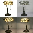 thumbnail image 3 of FSLiving Tiffany Style Table Lamp with 10.6（in） Flower Glass LampShade Vintage Style Pull Chain Switch Banker Desk Light E26 Antique Table Light for Decor Bookcase Dresser Coffee, 3 of 6