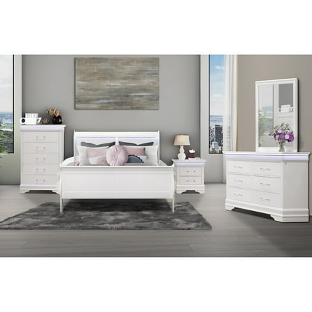 Global Furniture USA Contemporary Charlie White Queen Bed In A Box, White