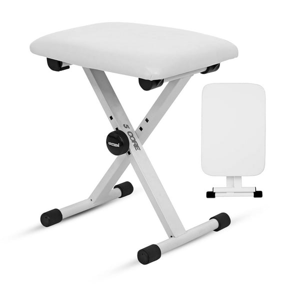 5 Core Keyboard Bench 2 Inch Padded Cushioned Piano Stool Height Adjustable Guitar Seat Folding Portable Musician Chair w Nonslip Rubber Feet Black - KBB 02 BLK