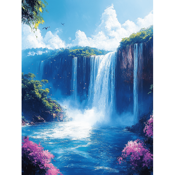 Serene Waterfall Canvas Print/Wall Art，Perfect for Living Room，Bedroom，Bathroom，Office，and Hotel Decoration