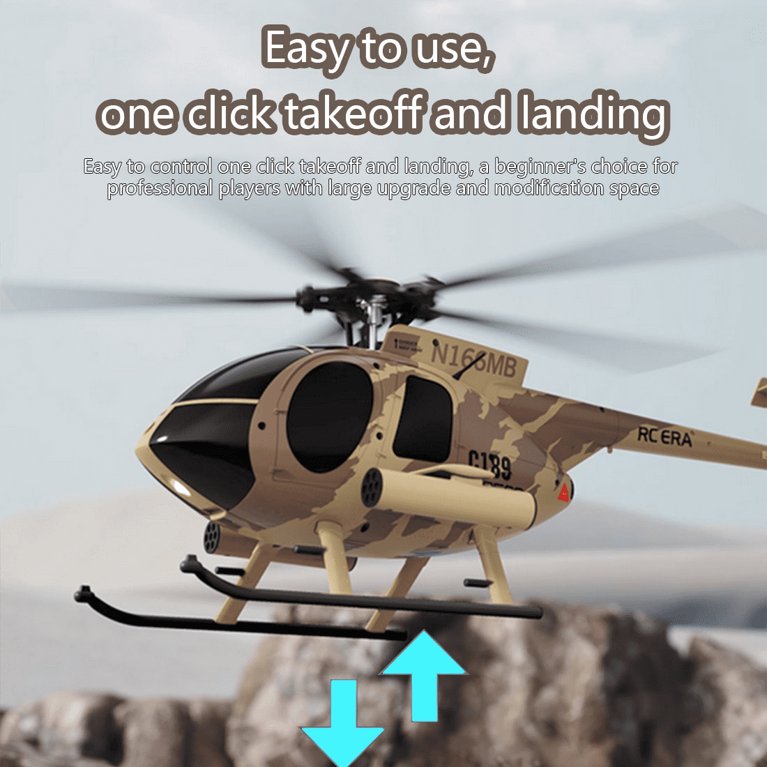 RC-ERA C189 MD500 Little Bird RC Helicopter 4CH 2.4G Brushless Aircraft with Altitude Hold, Optical Flow Option, 6 Axis Gyro, One Key Takeoff Landing, RTF for Adult Beginners - 1 Battery