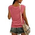 thumbnail image 2 of Summer Sleeveless Women Solid Color V-Neck Casual Shirt Tops, 2 of 3