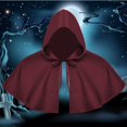 thumbnail image 2 of Cape d'Halloween Cosplay Tenue de Diable pour Femmes Hommes Déguisement Chic Poncho à Capuche Rouge, 2 of 9