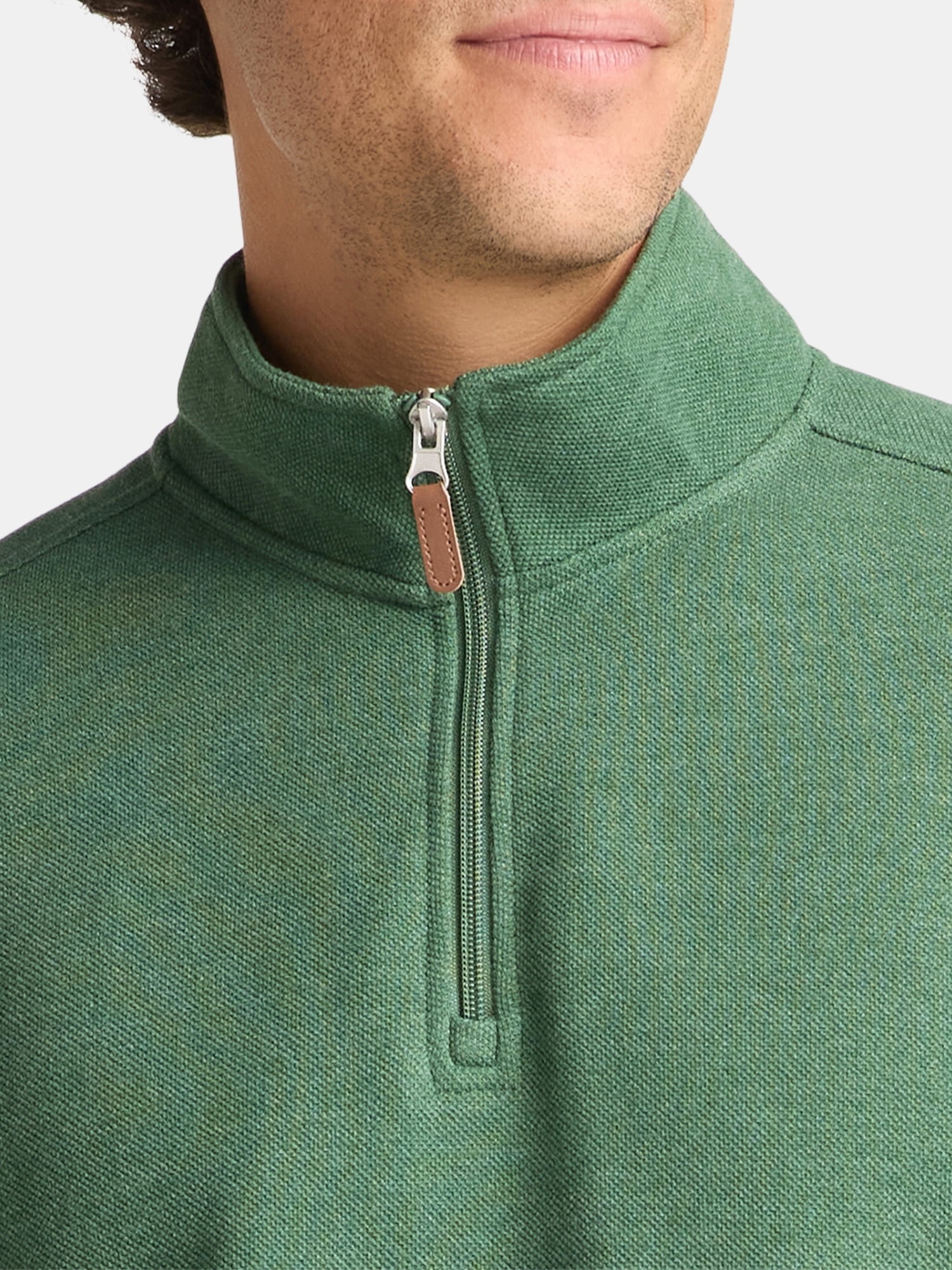 George Men's and Big Men's Pique Fleece Quarter Zip Pullover with Long Sleeves, Sizes S-3XL