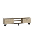 thumbnail image 3 of Contemporary Natural Wooden Oak and Black TV Stand for TVs up to 80 inch with Storage Units and 2 Shelves, 3 of 5