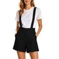 thumbnail image 4 of Karymi Capri Pants for Women 2-in-1 Detachable Suspender Suit Shorts, High Waist Pleated Cuffed Hem Dress Shorts with Pockets, Business Casual Bermuda Shorts Halara Pants Women, 4 of 8