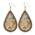 thumbnail image 2 of Morocco Genuine Leather Wood Earrings Ethnic Leopard Print Leather Women Jewelry, 2 of 9