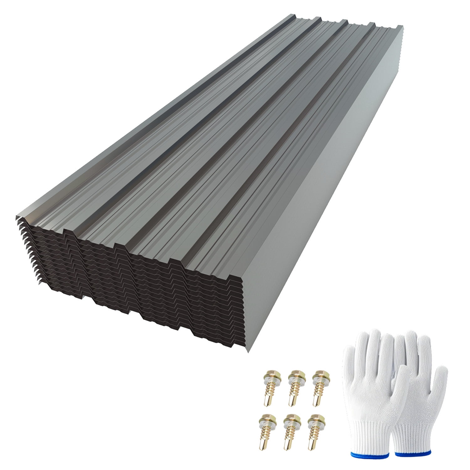 Miniyam 10 Pcs 72.85" x 18.9" Corrugated Galvanized Steel Roof Panels, Metal Siding Panels for Gazebo, Pergola, Patio, Garden, Mobile Home