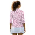 thumbnail image 3 of HUIACONG Pink Leopard Print Quick Dry Golf Shirt Women Quarter Zip Polyester Spandex Fabric with Anti-Wrinkle Women's Golf Polo Shirts for Ladies, 3 of 10