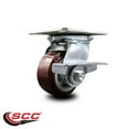 thumbnail image 2 of 4 Inch Heavy Duty Polyurethane Caster with Roller Bearing and Brake SCC, 2 of 2
