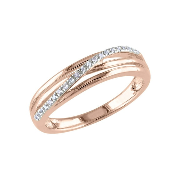 Gem & Harmony Rose Plated Sterling Silver Accent Diamond Crossover Ring for Women