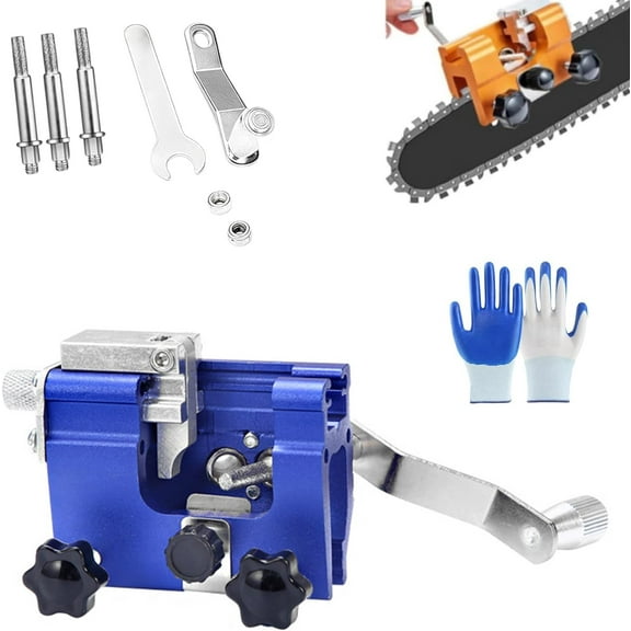 Lilcher Chainsaw Sharpener, Universal Chain Saw Sharpener Tool, Hand-Cranked Portable Chain Sharpeners Jig Kit with 3 Sharpening Heads for Chain Saws Electric Saws