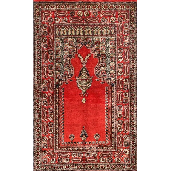 Ahgly Company Machine Washable Indoor Rectangle Traditional Orange Salmon Pink Area Rugs, 7' x 9'