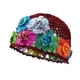 thumbnail image 5 of Gorro de crochet con flores, elegante gorro floral para viajes, citas, ropa de calle, playa y viajes. Rojo, 5 of 9