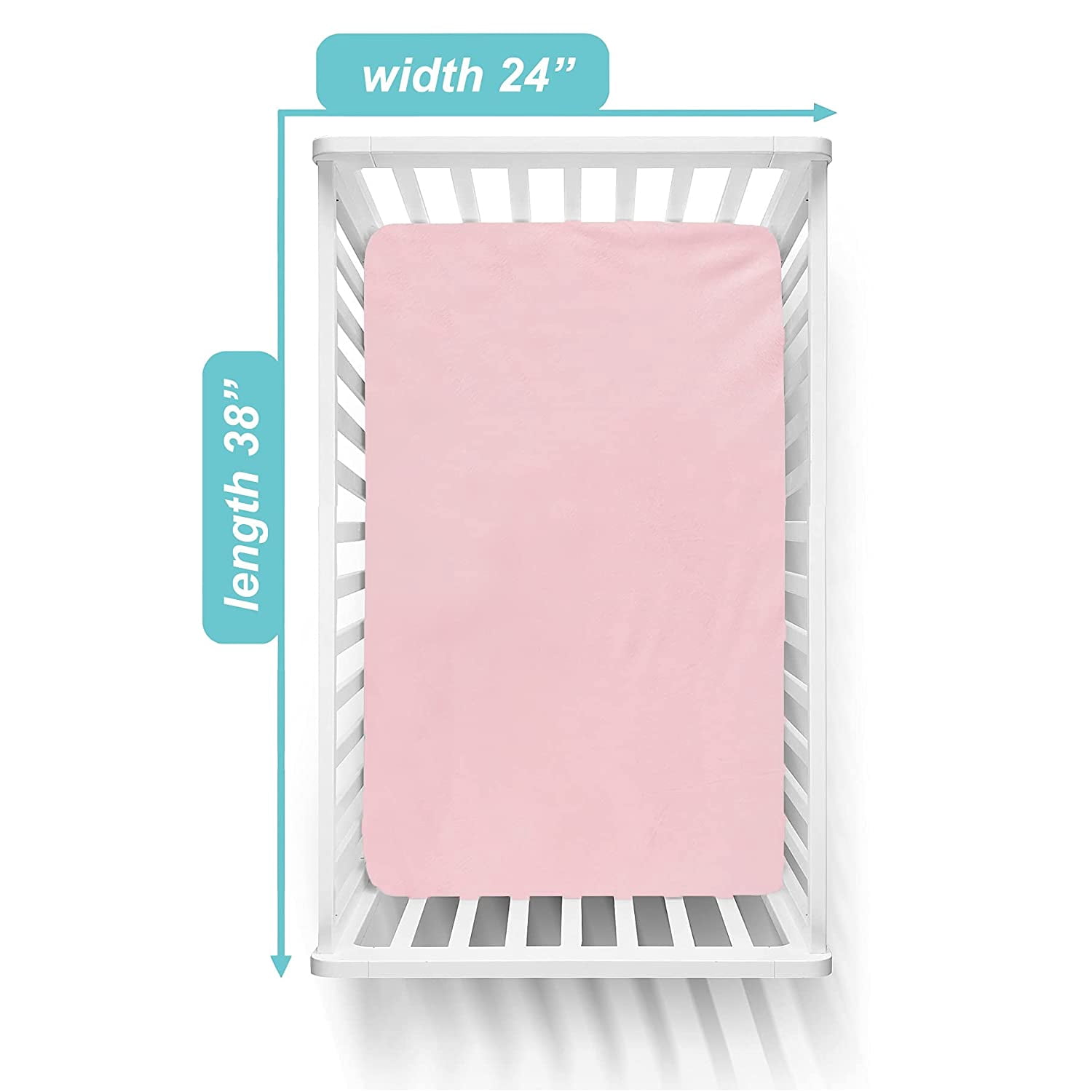 TL Care Heavenly Soft Chenille Fitted Mini Crib Sheet 24" x 38", Warm and Cozy Chenille Portable Sheet, Pink, for Boys and Girls, Fits Most Pack N Play Mattresses