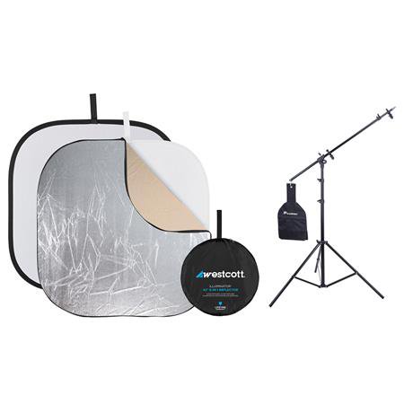 UPC: 0846431005357 | 6 in 1 Reflector Kit 42  – Bundle With Flashpoint 11.5  5-Section Super Light Stand/Boom Extension/Reflector Holder Arm